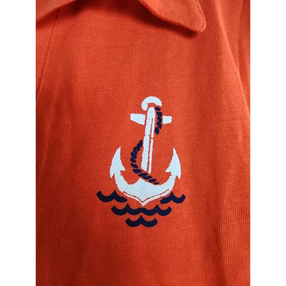 Maeve by Anthropologie "Newport" Orange/Red 100% Cotton Polo Top size Medium - Picture 4 of 10
